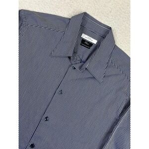 Versace Collection Dress Shirt Mens 40 Blue Stripe Trend Cotton Long Sleeve